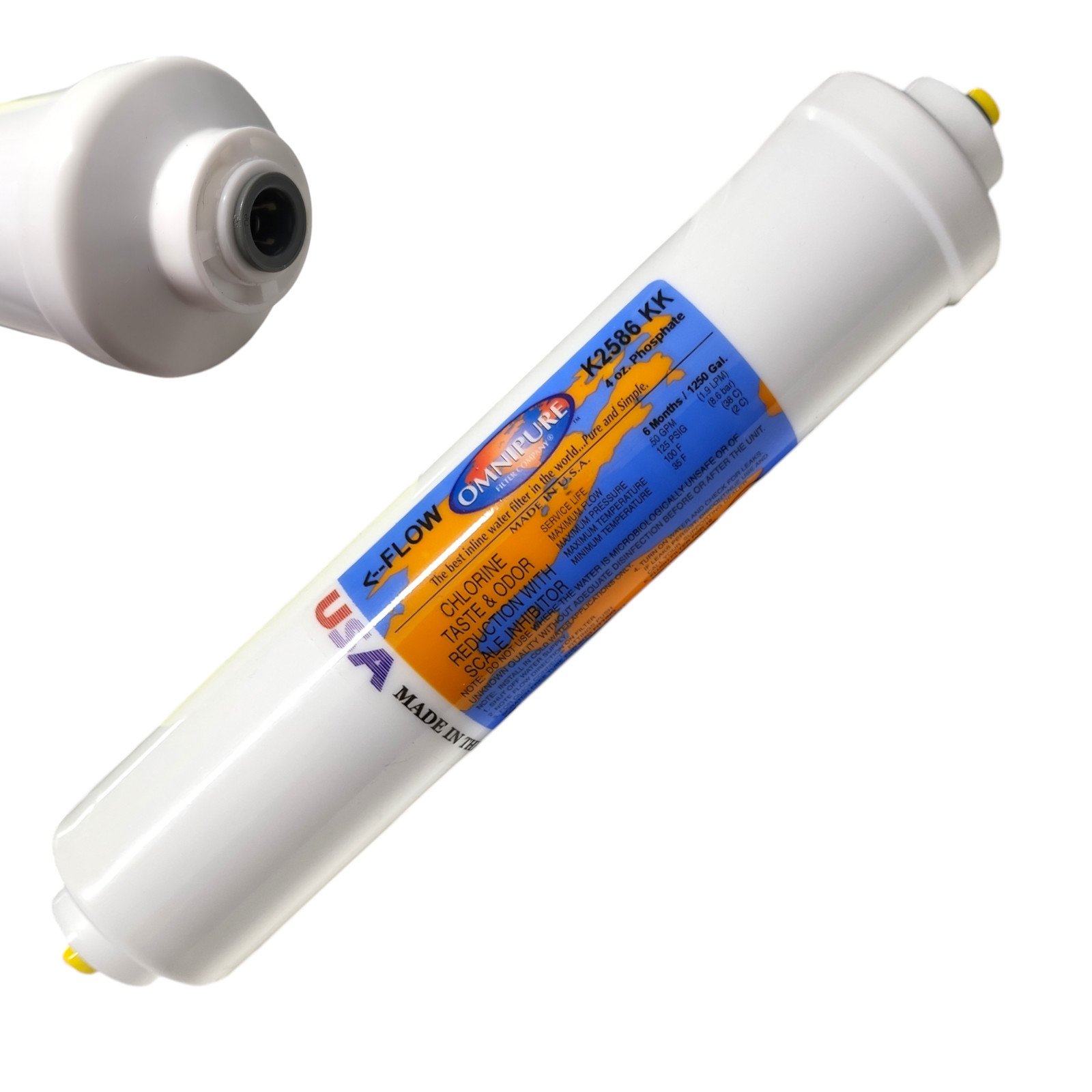 Omnipure K2586-KK Phosphate Inline Carbon Water Filter 3/8 Quick Connect 3-PACK