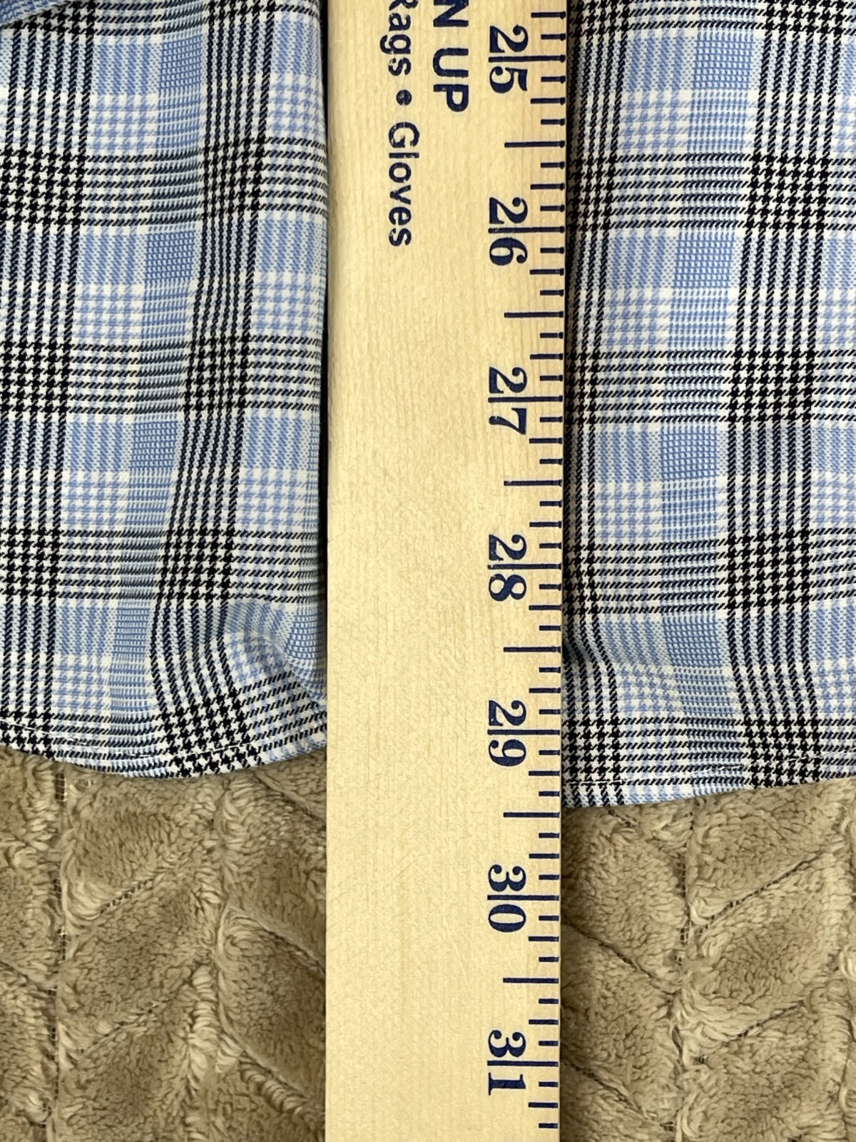 Nordstrom Shirt Men 16-32/33 Blue Plaid Tech Smart Trim Fit Long Sleeve Button