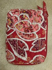 Vera Bradley E Reader iPad Mini Zip Case Rosy Posies Red Floral 8.5in x 6.25in