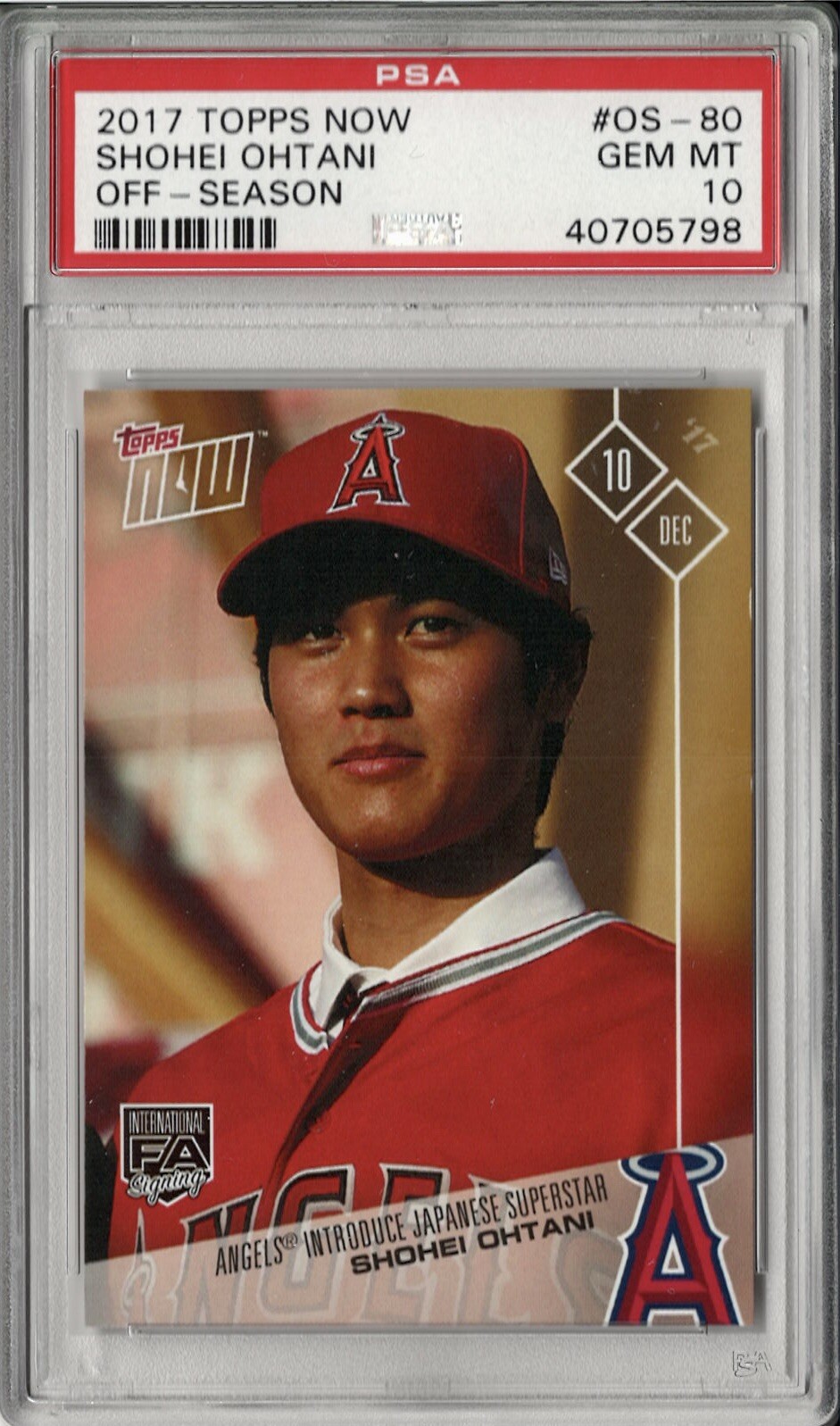 2017 Topps Now Shohei Ohtani Off-Season Rookie RC #OS-80 PSA 10