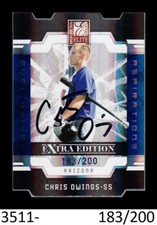 1-2009 DONRUSS ELITE ASPIRATIONS DIE CUT AUTO CHRIS OWINGS ROYALS 183/200