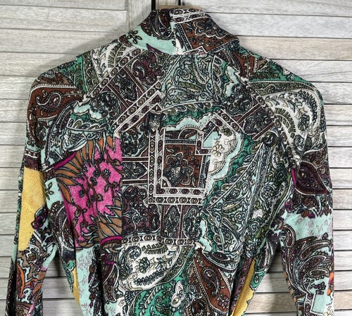 Sundance Catalog Impressions Women's S Linen Blend Cardigan Multi-Color Paisley - Picture 6 of 8