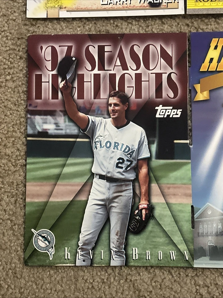 Carteles de tarjeta promocionales Topps 1997 Barry Bonds Roberto Clemente González Ripken Salón de la fama + Foto 3 de 4