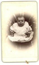 Antique CDV Circa 1890s Cute Baby in Lace Dress Unmarked