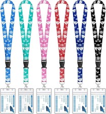 6 Pack Cruise Lanyard for Ship Cards Detachable Lanyards with Waterproof ID Badg