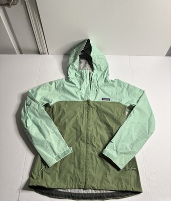 Patagonia Rainshadow Rain Jacket Womens Medium Green Waterproof Hoody Coat H2NO