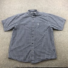 Ariat Pro Series Shirt Mens Large Blue Plaid Short Sleeve Western Button Down