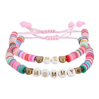 FüR Mutter Tochter Perlen Armband Set, Verstellbare Armbander Rot