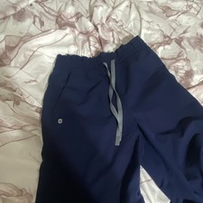 FIGS Technical Collection Scrub Pants Blue Solid Drawstring Elastic Waist S