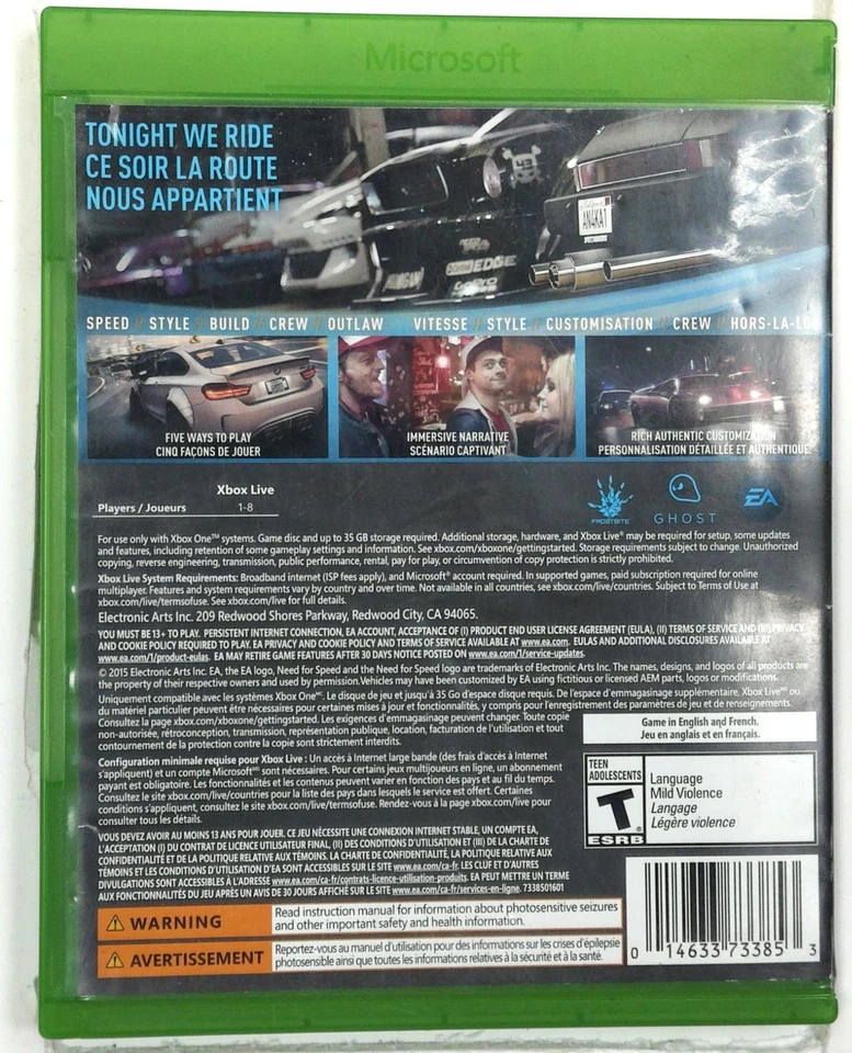Need for Speed Xbox One Video Game Multiplayer Online Racing - Image 2 of 4