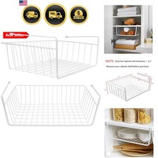 2 Pack White Under Shelf Wire Basket Hanging ...