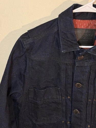 Freenote Classic Cloth Denim Riders Jacket Raw Fleck Indigo Small image 12