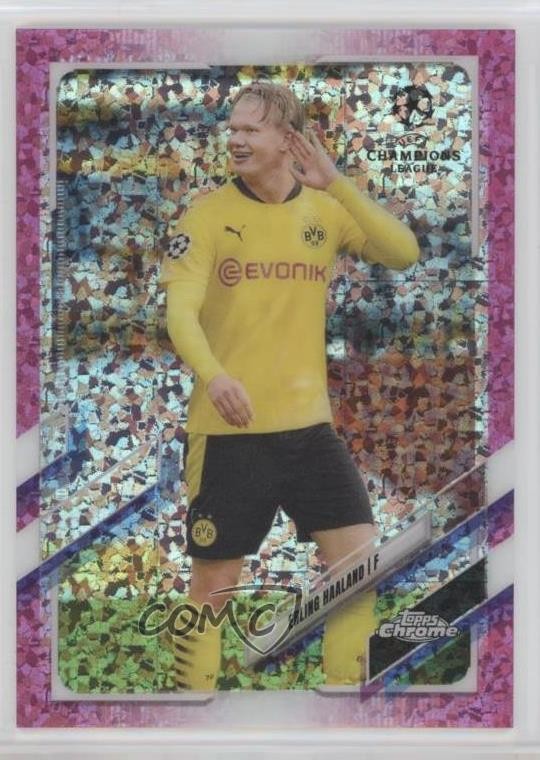 2020 Topps Chrome UCL Pink Mini-Diamond Refractor 89/175 Erling Haaland #49 0t30