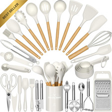 Silicone Kitchen Utensil Set, 34PCS Heat Resistant Kitchen Gadgets and Tools wit