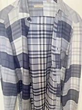 BURBERRY BRIT Cotton Check Shirt  Blue Long Sleeve Button Down  Mens L RRP $325