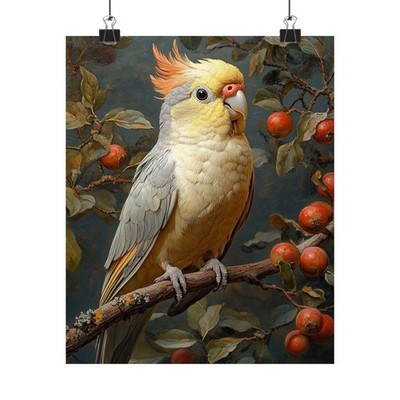 Bronze Fallow Cockatiel Bird Art Print Poster, Wildlife Home Decor, Nature Lover