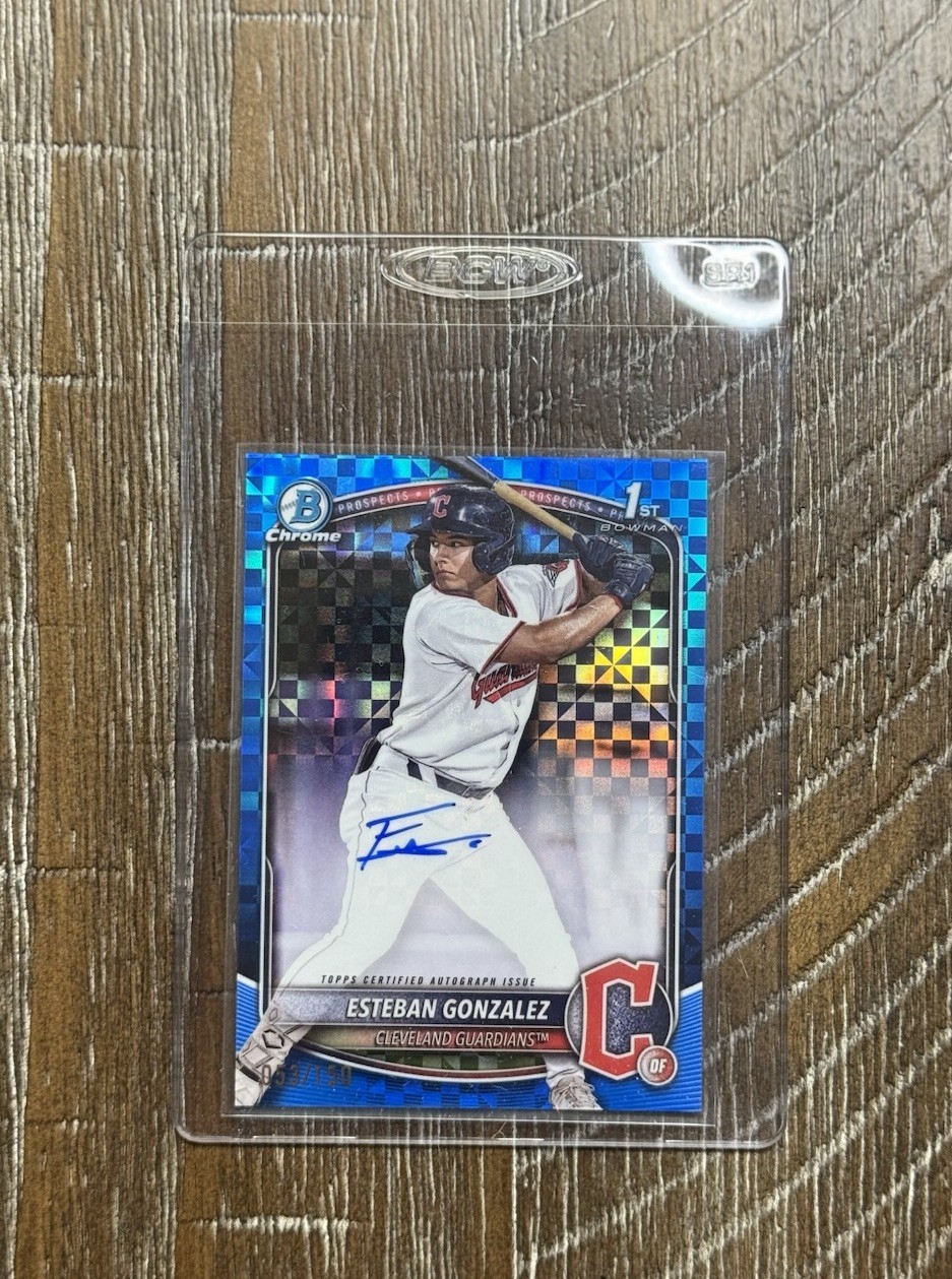2025 Bowman Chrome 1st Esteban Gonzalez Auto Blue X-Fractor 053/150 Cleveland