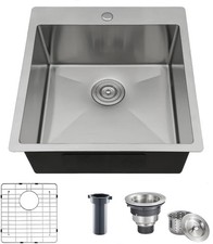Valisy 18X18 Inch Bar Sink Drop In Kitchen Sink Topmount Stainless Steel Square