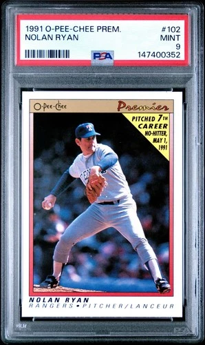 1991 O-Pee-Chee Premier Nolan Ryan #102 PSA 9 Mint