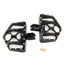 Wide Foot Pegs MX Mini Floorboards Footrest for Harley Front Peg, Gold Black