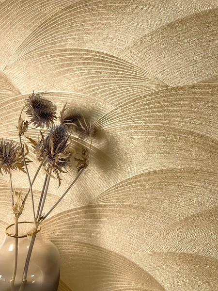 Newroom Vliestapete Gold Wellenoptik Modern Grafisch Metallic Wohnzimmer Edel-image