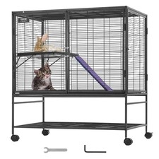 39" Rolling Metal Ferret Cage,Large 2-Tier Critter Nation Cage,Small Animal Cage