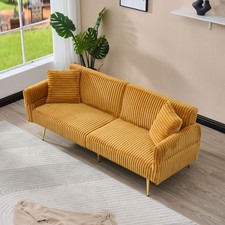 79 inch corduroy sofa bed, foldable double sofa bed with folding armrests, sui