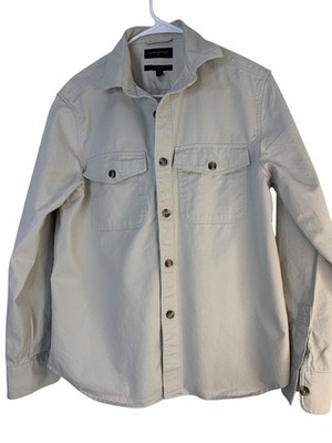 Banana Republic Mens Beige Utility Denim Shirt Small Shacket Thick Heavy