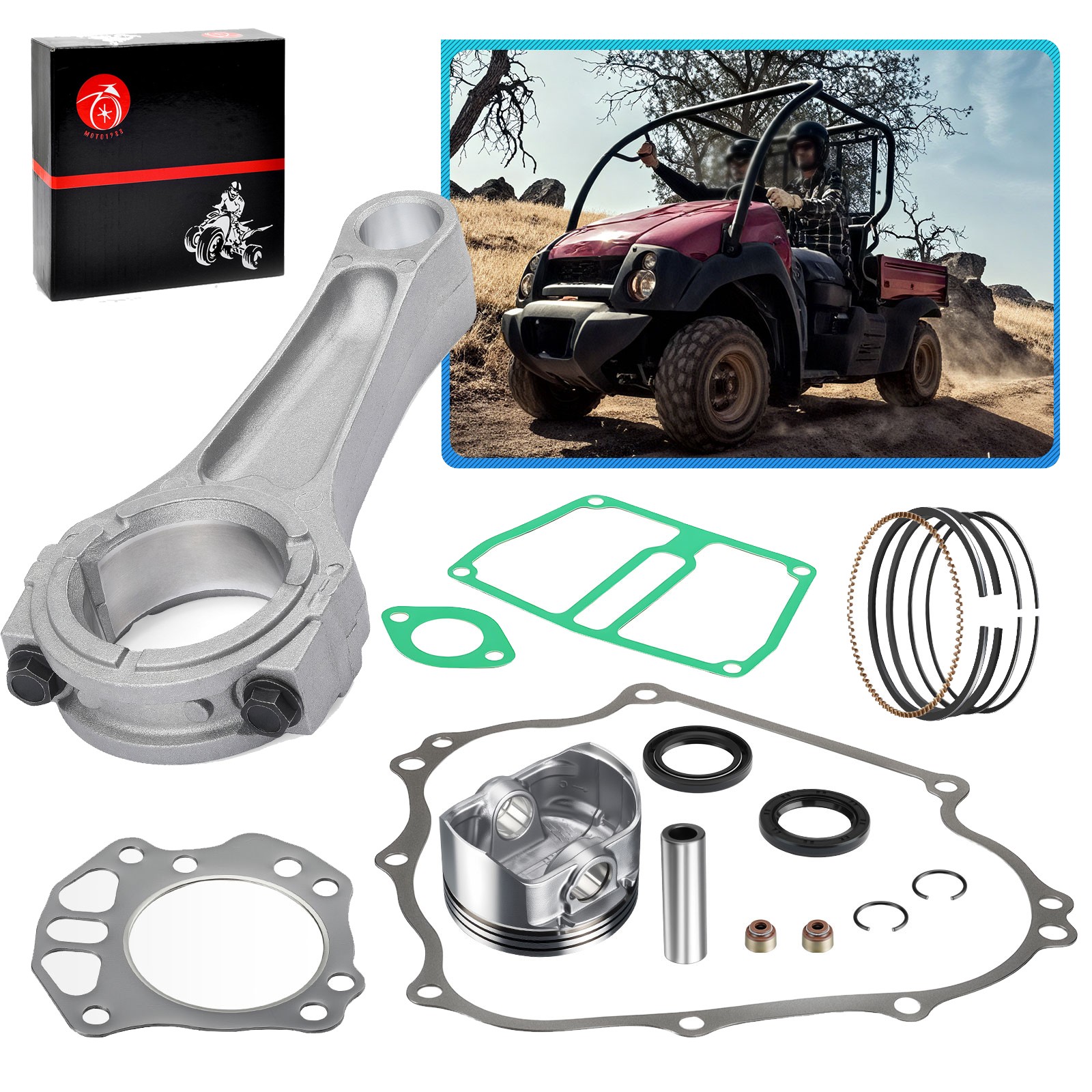 Engine Rebuild kit Piston Connecting Rod for EZGO Gas RXV 08-Up Kawasaki Engine