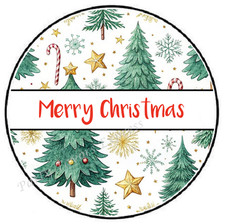 MERRY CHRISTMAS TREES ENVELOPE SEALS LABELS STICKERS FAVORS