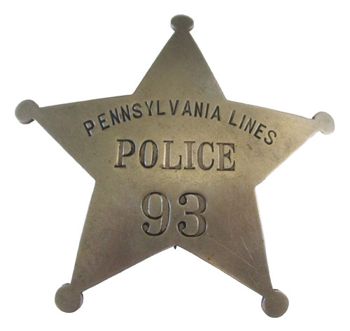 antique Pennsylvania Lines Railroad RR Rare Star Design Low #93 Pin Badge