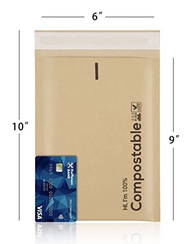 6x10 100% Biodegradable Bubble Mailers,25 Count Kraft Brown #0 Compostable - Photo 2/8