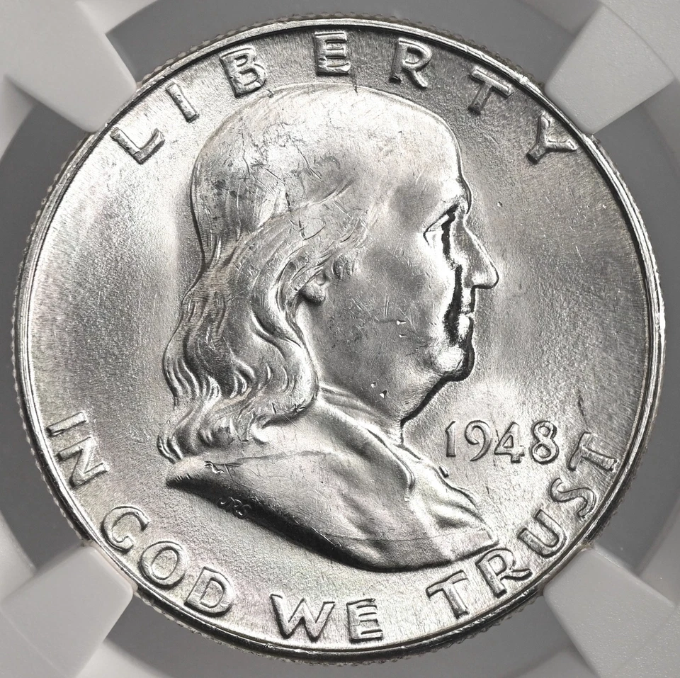 1948-D 50C FRANKLIN SILVER HALF DOLLAR FULL BELL LINES NGC MS64 FBL #8344592-025 - Image 2 of 4