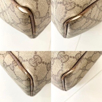 Vintage Gucci Sherry Line Mini Boston Bag GG PVC Leather Auth Used