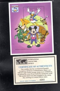 MALDIVES #2062 1995 DONALD DUCKS SYPHONY ORCHESTER CERT.MINT VF NH O.G S/S (DJ5)
