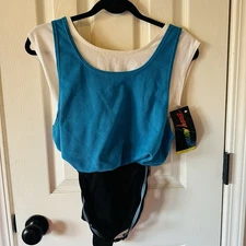 Deadstock Vintage 80s 90s Aerobics Dance Leotard Body Motion Medium Blue