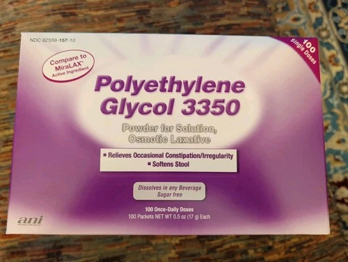 Polyethylene Glycol 3350 Osmotic Laxative Powder — Box of 100 Doses