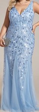 Ever Pretty Blue Sequin Embellished Tulle Formal Gown wedding guest dress prom