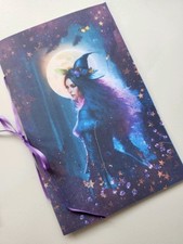 Junk Journal Blank Booklet "BEWITCHED NIGHT" HANDMADE GRIMOIRE LG 8.5"x5.5" 40pg