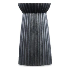 Bowery Hill Contemporary Scalloped Pedestal Wood Spot Table in Black