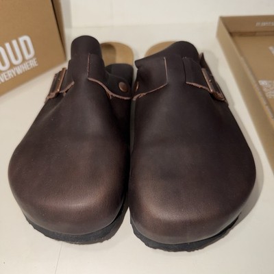 PROJECT CLOUD Brooklyn Leather Clogs Memory Foam US size 8.5 Brown Leather