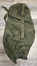 VTG US Army Military Nylon Canvas Top Load Duffel Bag OD Green Shoulder Straps