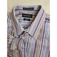 Paul Fredrick Colorful Striped Dress Shirt Finest Long Staple Cotton XXL