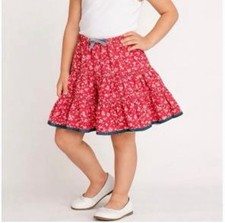 Mini Boden Tiered Corduroy Floral Skirt Pull On Girls Youth Size 5-6Y