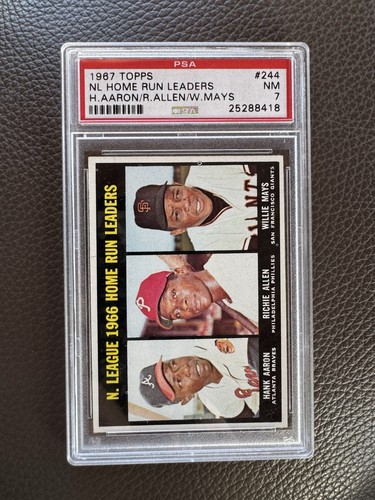 1967 TOPPS 244 NL Home Run Leaders Willie Mays Hank Aaron PSA 7