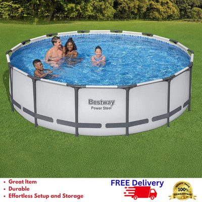 Bestway Power Steel 14ft x 42in Above Ground Pool Set Pump Ladder Cover New