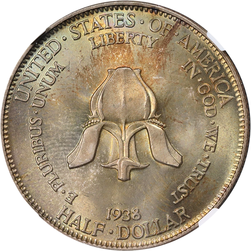 1938 New Rochelle Commem Half Dollar CAC Sticker NGC MS67 Toning - Image 2 of 4