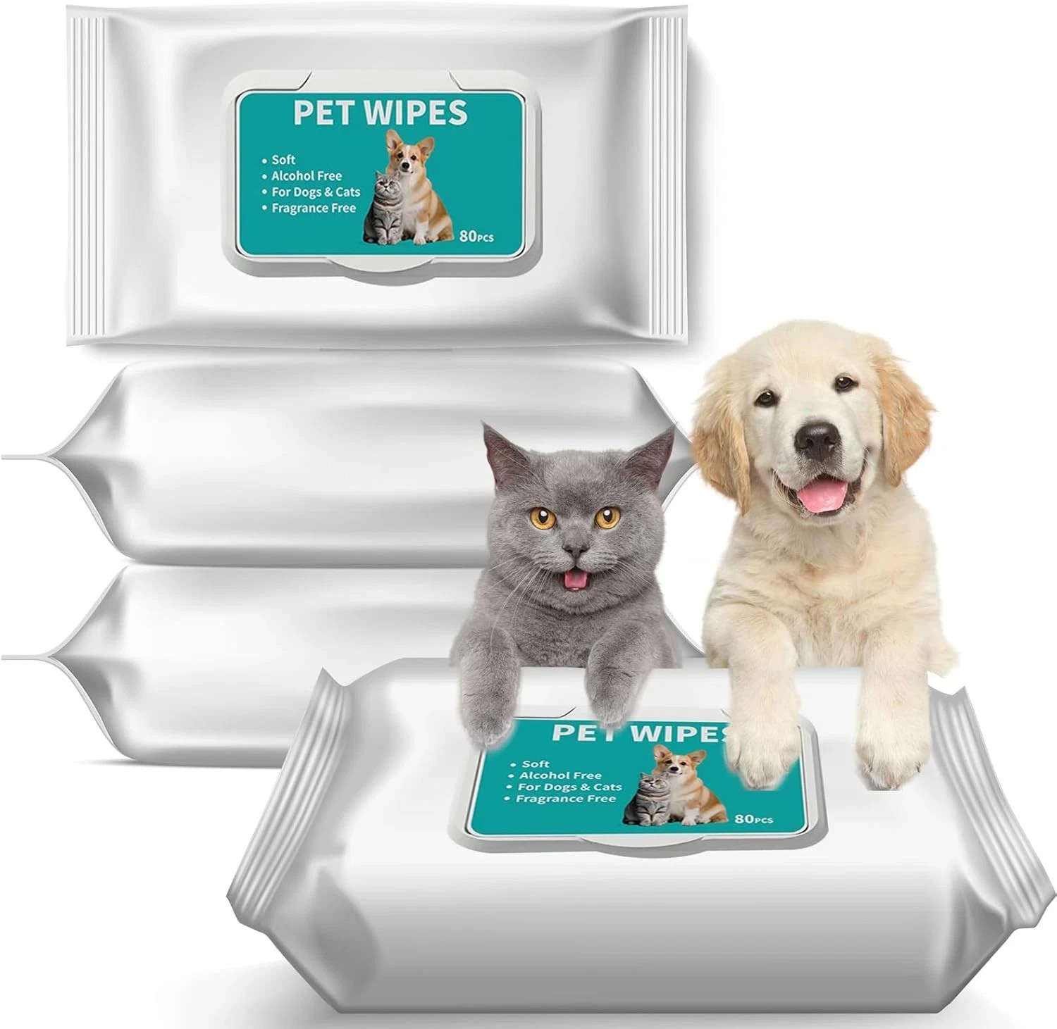80Pack Pet Wipes for Dog Puppy Cat Bath Clean Grooming Deodorizing Moisturizing