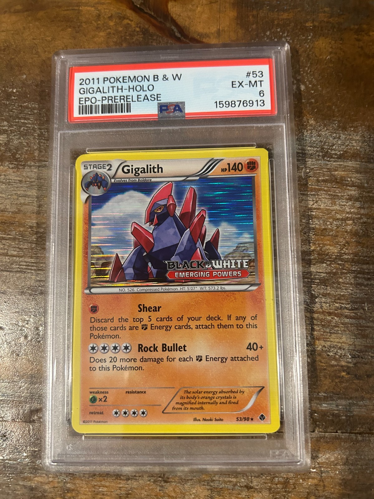 POKEMON 2011 B & W Emerging Powers Prerelease Promo GIGALITH Holo #53 PSA 6 RARE