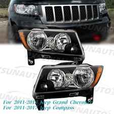 Halogen Pair Headlamp For 2011-2013 Jeep Grand Cherokee/11-17 Compass Headlights